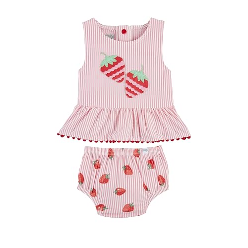 Maillot de bain une pièce bébé fille Mud Pie avec motif fraise et volants mignons