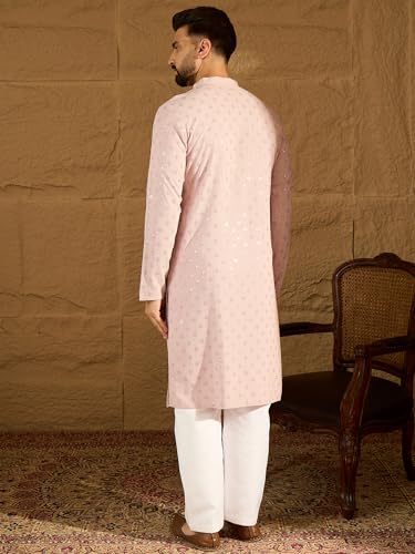Image of Men's Solid Embroidered Long Straight Kurta | Men's Kurta | Embroidered Chikankari Kurta for Men | Straight Fit Kurta for Men