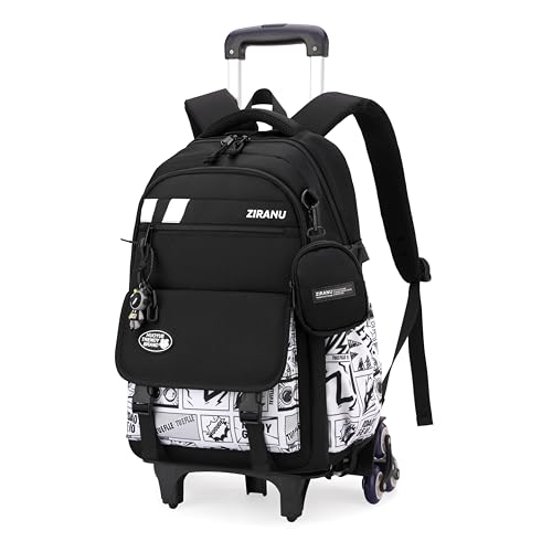 EKUIZAI Boys Rolling Backpack for School Kids Wheeled Bookbag Backpack with Wheels Trolley School Bags for Teen Boys