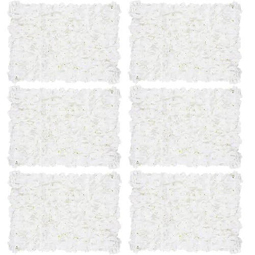 Inweder Artificial Flower Wall Panel: 24 x 16 Inch White Set of 6