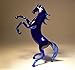 Blue Rearing Glass Horse Figurine