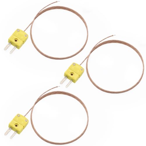 DROK 3 Pack K Type Thermocouple Probe - High Accuracy Type K Temperature Probes & Sensors for Thermocouple Thermometer Measure Range -40C~480C (-40F~896F) 1 Meter Long