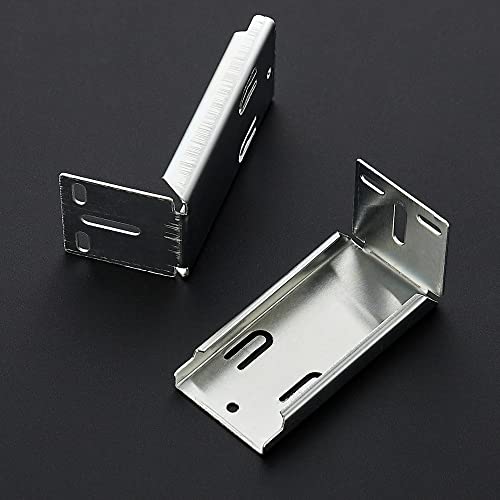 Image of 5 Pairs - 10 Pack Silver Heavy Duty Rear Mount Brackets for Soft Close Cabinet Drawer Slides, Metal Replacement Part for Full Extension Ball Bearing Side Mount Drawer Track Guide