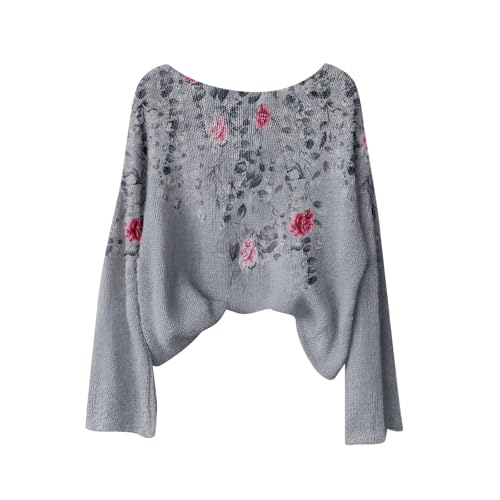 Fall Sweaters for Women Vintage Ethnic Floral Pullover Tops Lightweight Aesthetic Blouses Colorful Graphic Sweater3
