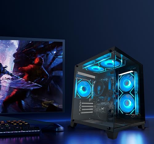 Gaming PC Desktop Computer AMD Ryzen 5 5600GT,16GB DDR4 3200MHz,1TB M.2 NVMe PCle4.0 Gen4,550W 80PLUS PSU,WiFi,Game Design Office Console,Sea View Room, Towers Prebuilt PC (Black) - Image 3