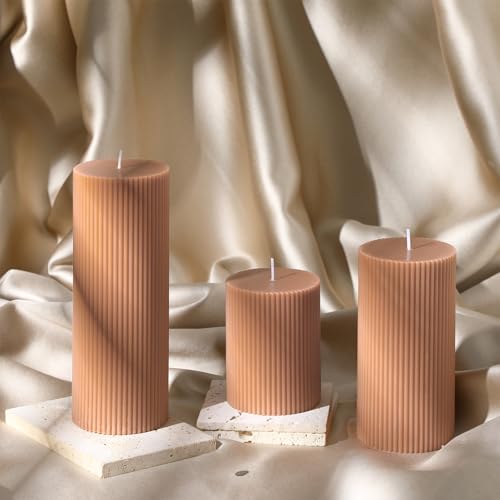 Conelist YUL-CONELIST-172 Ribbed Pillar Candles Set Of 3 thumb #3
