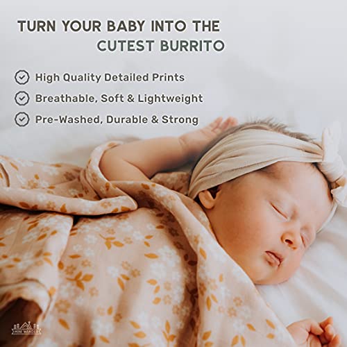 Image of Mini Wander Swaddles for Newborns Muslin Swaddle Blankets - Breathable Soft Receiving Blanket Baby Essentials | 47 x 47 Cotton - Whimsy Floral (Multi-Peach)