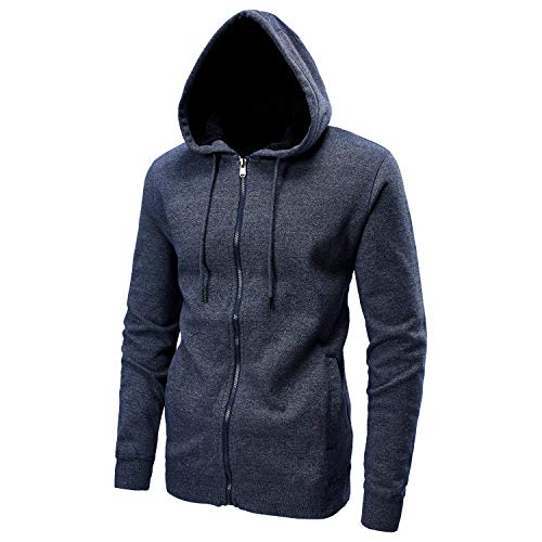LAIWANG Men's Zip Hoodie Lightweight Spring Long Sleeve Active Men's Jacket Sports Full Zip Sweatshirt (Blue, XXL)