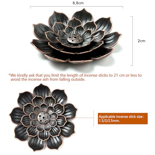 GARMOLY 2 Pack Incense Burner, Incense Holder for Sticks, Brass Lotus Incense Stick Holder