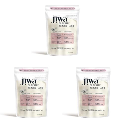 Image of Jiwa 30 Degree Almond Flour | Patented Cold Pressed Flour | Slow Ground | Low Carb Badam Powder | Keto & Paleo Friendly | Made with Californian Almonds | Gluten Free | Grain Free | 200 g (Pack of 3)