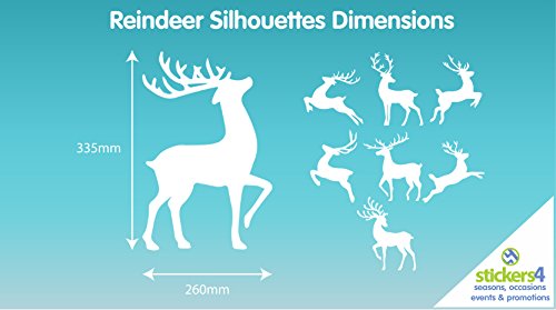 Autocollants de Noël grand format : stickers vitre renne blanc 33 cm