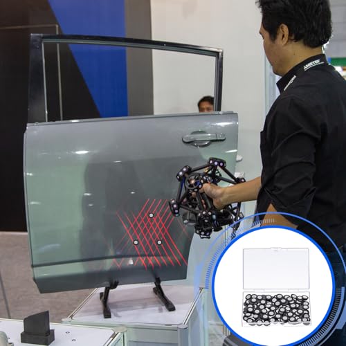 Image of Kingdder 200 Pcs 3D Magnetic Tracking Dot for Scanner Scanning Reference Point Marker Diffuse Reflection Positioning Targets for 3D Scanning (Inner 6.0 mm Outer 10 mm)