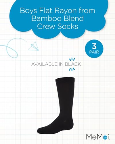 MeMoi Boys' 3 Pair Pack Flat Rayon from Rayan Blend Crew Socks2