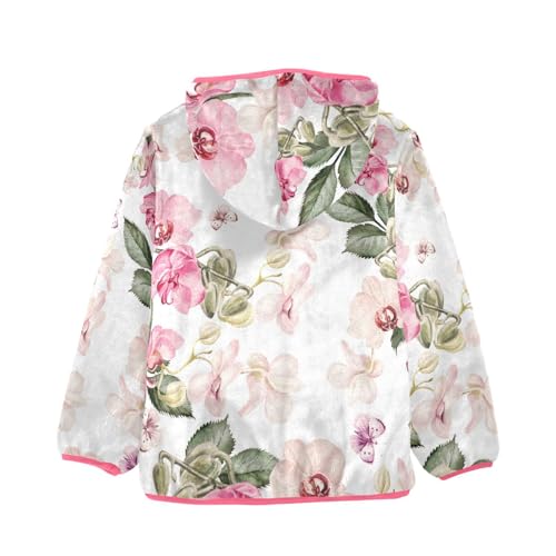 OTVEE Pink Flowers Kids Hoodie Jacket Fall Spring Full Zip Warm Outwear Coat2