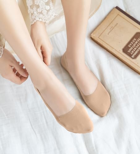 6 Pack Invisible Socks for Women Non Slip Low Cut Invisible Liner Footies Thin Silk Socks for Flats Loafers Lightweight Low Cut Liner Non Slip Hidden for Women [3nude+3black]4