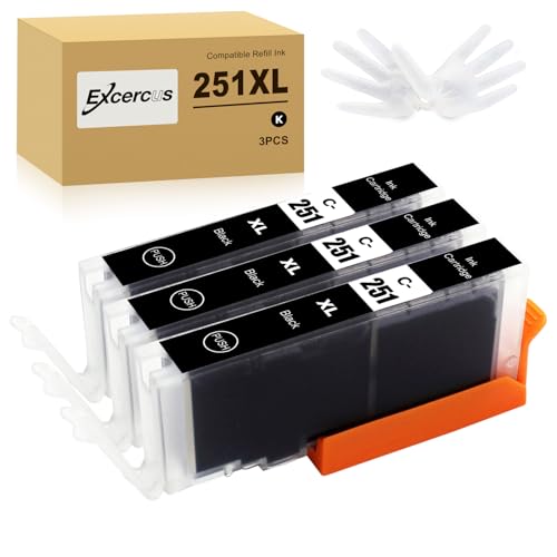 Image of CLI-251XL Black Ink Cartridges Replacement for Canon CLI-251 Compatible with PIXMA IX6820 MX920 IP8720 MG5520 MG5420 MG7520 MG7120 MG6320 IP7220 Printer (3 Black)