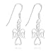 925 Sterling Silver Guardian Angel Cross Dangle Earrings