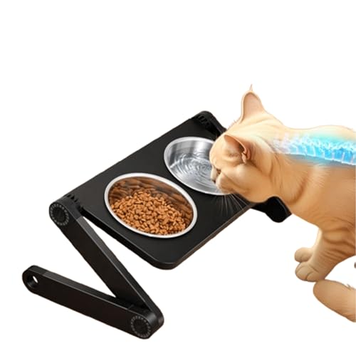 Blissfuhue Adjustable Height & Angle Elevated Cat Bowls and