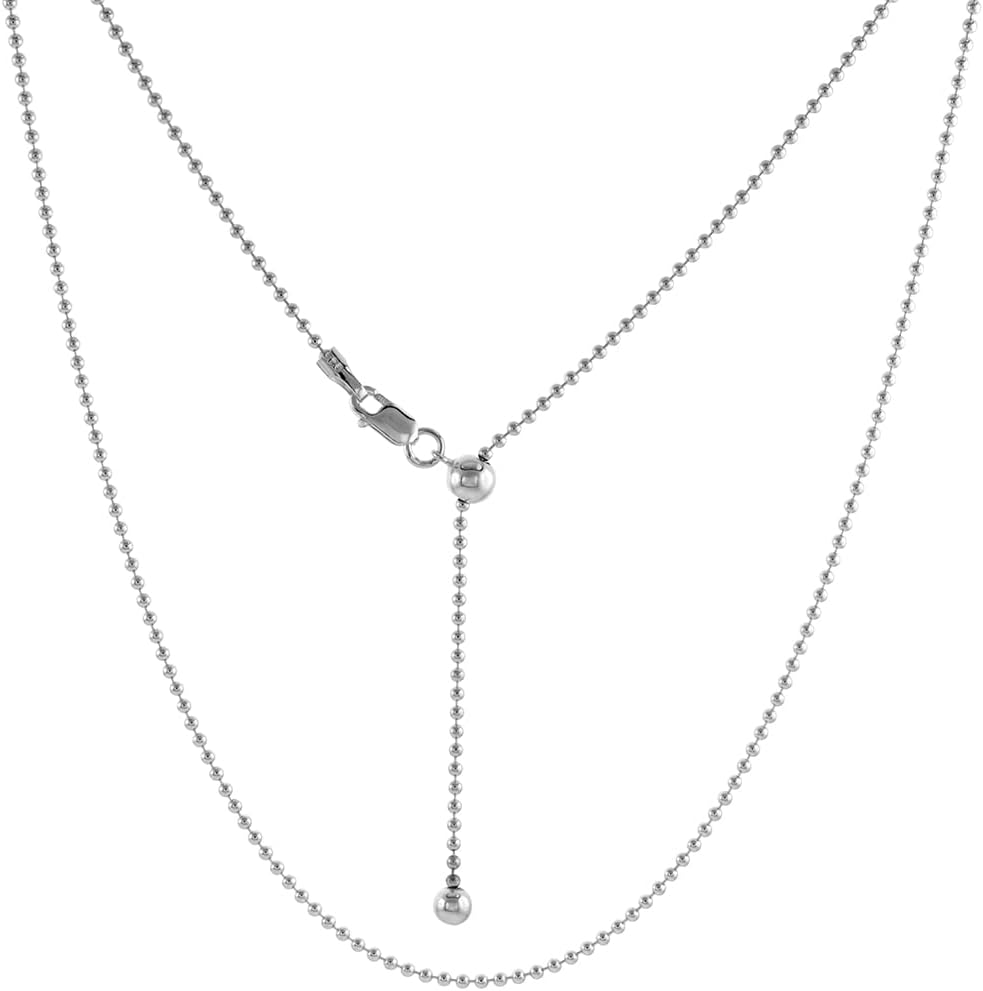 Sterling Silver Adjustable Chain Necklace for Women Assorted Designs Nickel Free 22-24 inch
