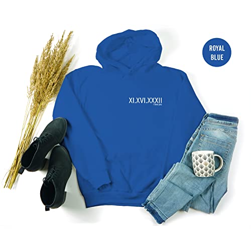 Custom Roman Numeral Hoodie, Anniversary Date Hoodie, Couple Engagement Wedding Hoodie, Est Year Personalized Hoodie, Birthday Date Gift, Valentines Gift Hoodie, Gift Hoodie3