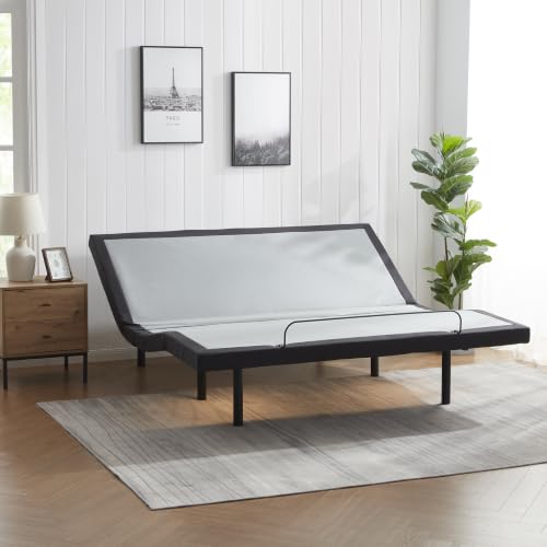 Image of Nestl S1000 King Adjustable Bed Frame, King Adjustable Bed Base with Wireless Remote, Head and Foot Incline, Zero Gravity, Anti Snore, Zero Clearance, Okin Motors
