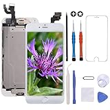 GULEEK for iPhone 6 Plus Screen Replacement White Touch Display LCD Digitizer Full Assembly with Front Camera,Proximity Sensor,Ear Speaker and Home Button Including Repair Tool and Screen Protector