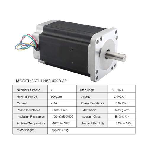 Moteur Nema 34 4A biphasé haute précision doté d'un arbre à clavette robuste de 12.7mm
