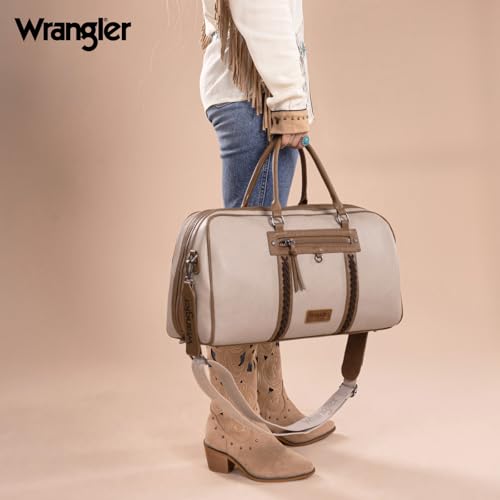 Wrangler Travel Duffel Bag Large Weekender Bag for Women Designer Carry on Overnight Bag for Trips Leather Luggage Bag Gray WG185-5110LGY2