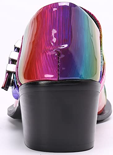 Santimon Mens Oxfords Casual Dress Tuxedo Shoes Genuine Leather Metal Pointed Toe Folding Texture Party Prom Wedding Ballroom Singer Bar Disco Derby Western Colorful Shoes for Men4