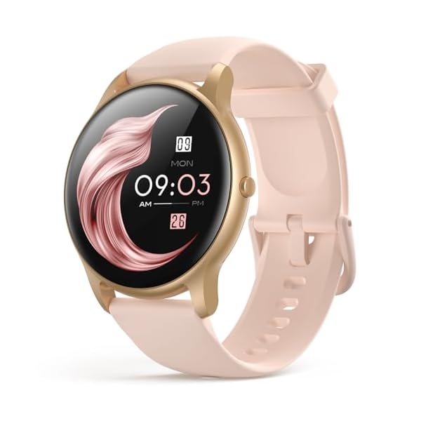 AGPTEK Smart Watch for Women, 5ATM Waterproof Smartwatch for Android and iOS Phones, Fitness Tracker Watch with 100+ Sports Modes, Heart Rate Monitor Pedometer Sleep Monitor, Pink