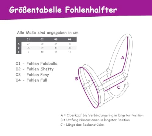Foto von NETPROSHOP Fohlenhalfter 3-Fach verstellbar Halfter für Fohlen Falabella Shetty Pony Full, Groesse:Fohlen Shetty, Farbe:Rosa