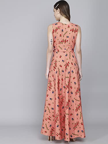 Image of Rudraaksha Women's Printed Maxi Dress Sleeveless Fit & Flare Long Dress || Western Dress for Women || Stylish Maxi Dress Dress || Summer Dress || Boho Printed Dress for Women
