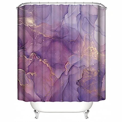 Guassi 4 Pcs Purple Marble Shower Curtain Set With Rug Bathroom Curtains Shower Set Toilet Mat Lid Rug Bathroom Sets Shower Curtain Sets With 12 Hooks, 72"X72" #TOP2