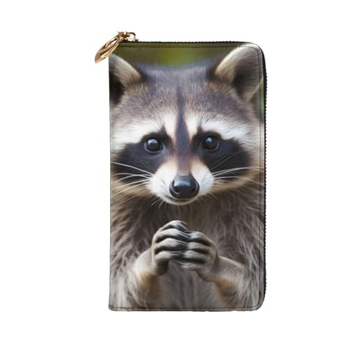 Cute Raccoon Wallet for Men Women Long Purse Leather Clutch Large Business Handbag Travel Phone Holder Credit Card Holder Money Case with Zipper Leather Wallets Gift2