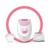 Braun Silk-épil 3 3-270 Depiladora Eléctrica Mujer para Una Depilación Duradera, Cabezal de Rasurado y Recorte, Sistema de 20 Pinzas, Luz Smartlight, Rodillos de Masaje, Blanca/Rosa