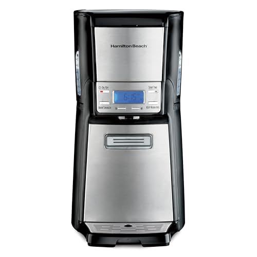 Hamilton Beach One Press Programmable Dispensing Drip Coffee Maker with 12 Cup Internal Brew Pot, Removable Water Reservoir, Black & Stainless Steel (48465)