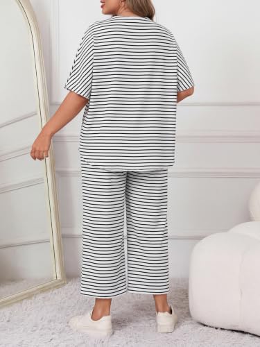 Image of Women's Plus Size 2 Piece Outfits Batwing Sleeve Top Wide Leg Lounge Set | Crew neck top, Cozy 2 piece lounge set, Casual