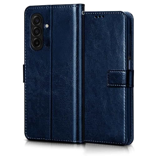 Image of WOW IMAGINE Shock Proof Flip Cover Back Case Cover for Samsung Galaxy M17 5G | A17 5G | F17 5G (Flexible | Leather Finish | Card Pockets Wallet & Stand | Blue)
