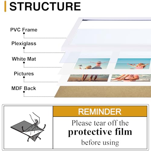 decorUhome 8x10 Picture Frames Collage Wall Decor, Display 2Pcs 4x6 Photos with Mat or 1Pcs 8x10 Unmatted, 2 4x6 Collage Picture Frames for Wall Mounting, White
