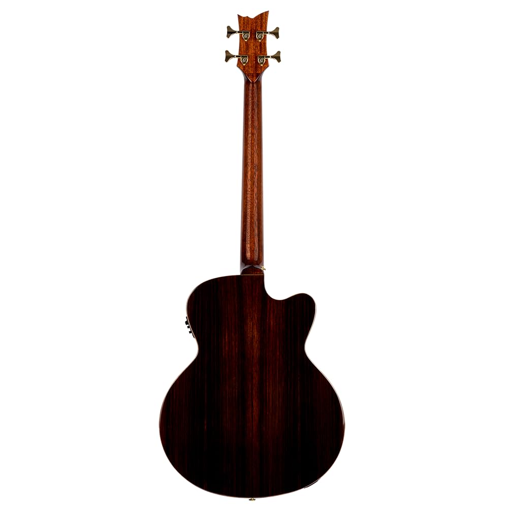 Ortega Guitars Bass Elektro-Akustisch Linkshänder – Medium Scale, mit Cutaway, Armrest – The Private Room Series – Massive Alaska Fichte / Gestreiftes Ebenholz, Hochglanz Natur (STRIPSU.ACB-L)