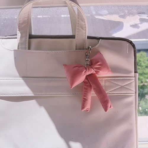 Image of Pink Bow Keychain Bag Charms Y2K Bowknot Plaid Keychains Coquette Aesthetic Purse Handbag Backpacks Charms (Pink)