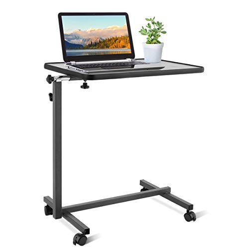 COSTWAY Tavolino Regolabile in Altezza e Angolo con Rulli Tavolino da Letto Tavolino Computer Ottimo Utilizzo Sia in Ospedale Sia in Casa Dimensioni: 64,5 x 41,5 x 72-110 cm (Grigio)