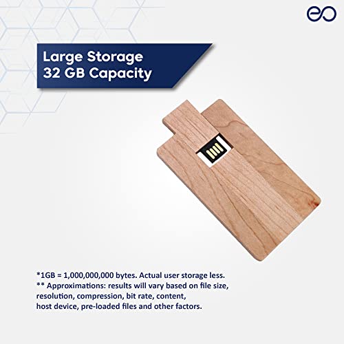Image of eo Pen Drive 32 Gb Wooden Card Pendrive with Class 10 Chip Fast USB 2.0 Flash Drive Wooden Finish (Brown)