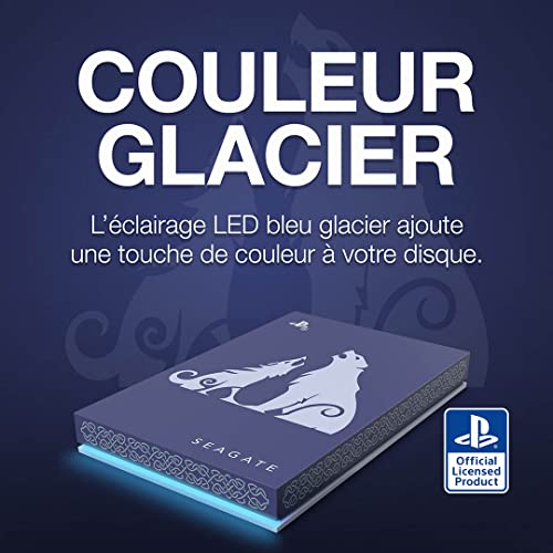 Image of Seagate God of War Ragnarok Limited Edition Game Drive 2TB External Hard Drive - USB 3.0, ICY Blue LED Lighting, Officially-Licensed for PlayStation Consoles (STLV2000200)