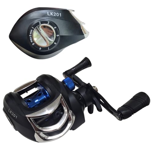 Carretilha De Pesca Barata 3 Rol Manivela Carretel Alumínio (Esquerda Azul)