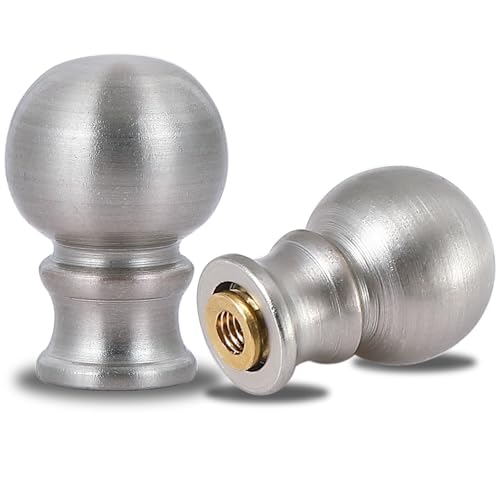 Image of 2 Packs Brushed Nickel Lamp Finials, Solid Finials for Lamp Shades, Lamp Toppers Screw On, Silver Lamp Finials Decorative for Table Lamp