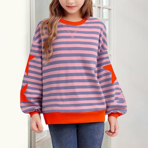 Boys Girls Stripes Sweatshirt Long Sleeve Round Neck Star Print Tops Fall Loose Streetwear Casual Outwear2