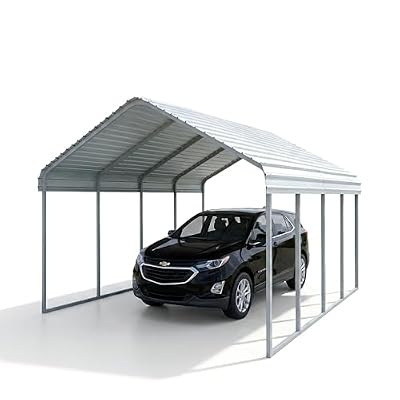 RITERYIFER Heavy Duty 10x20 FT Carport - Galvanized Steel Metal Carport for 2 Cars, Lean-to Canopy Kit, Multi-Use Outdoor Protection Tent for Vehicle, Boat, Tractor & Storage Shelter