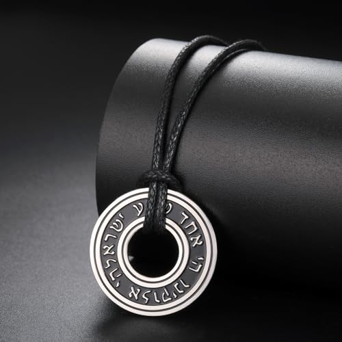 TEAMER Shema Yisrael Necklace Jewish Prayer Hear O Necklace Stainless Steel Hebrew Pendant Religious Vintage Jewelry for Men Women4