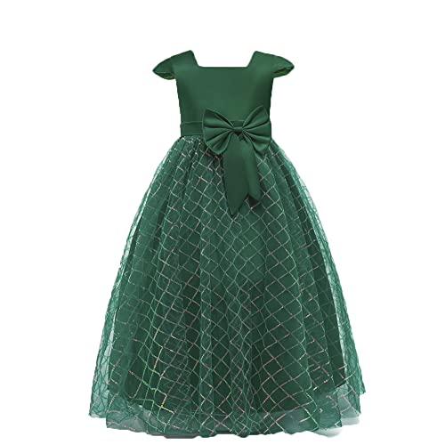 Robe longue élégante pour fille motif écossais vert anti-irritation pour fêtes de Noël